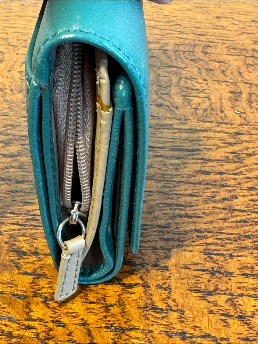 Coach Ashley Teal Green Pleated Leather Compact Wallet - Picture 5 of 12